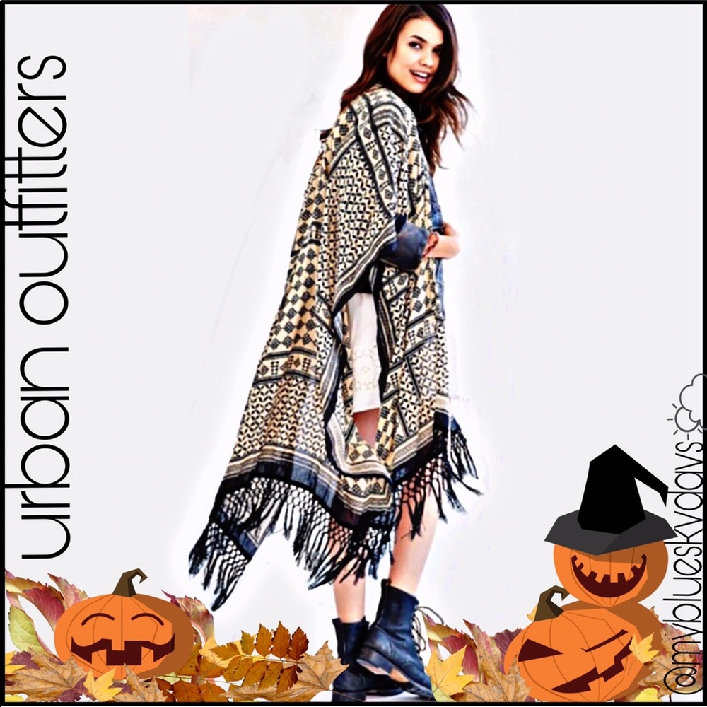 Excote Patchwork Open Front Poncho - Picture 2 of 5